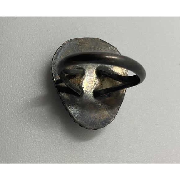 Vintage Native American 925 Sterling Turquoise Ring Size 8 Genuine Signed - Picture 4 of 8